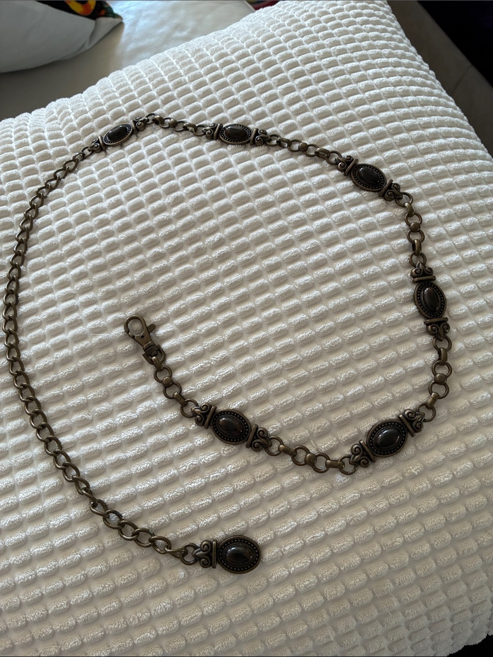 Vintage-Style Women's Belt Chain Necklace in Antique Bronze S/M